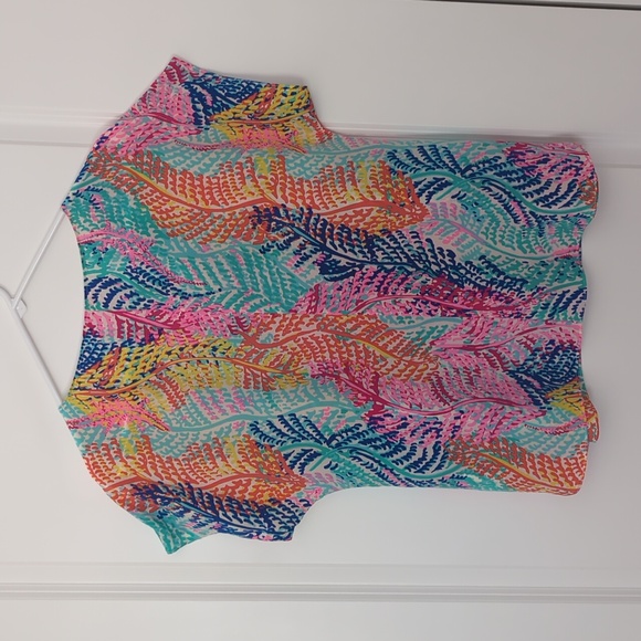 Lilly Pulitzer Asher Silk Blouse Top Electric Feel size Medium - Picture 9 of 11